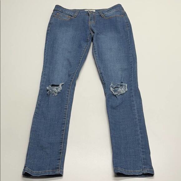 MIND CODE - 5 (Juniors) Skinny Distressed Jean - Picture 1 of 4